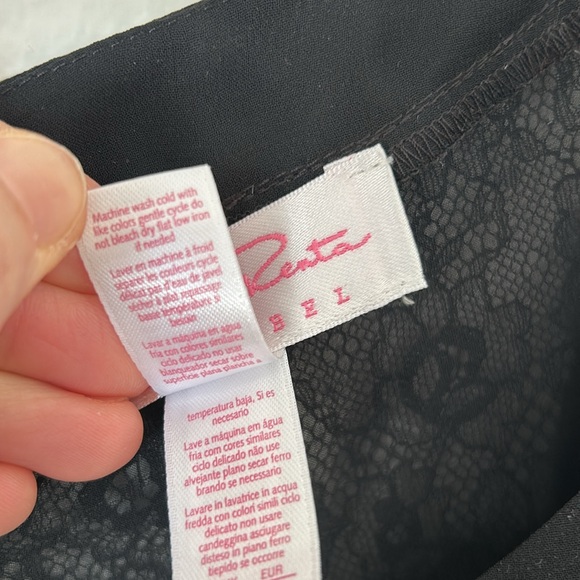 Oscar de la Renta Pink Label Lace Nightie in Black Sz L - Picture 3 of 9